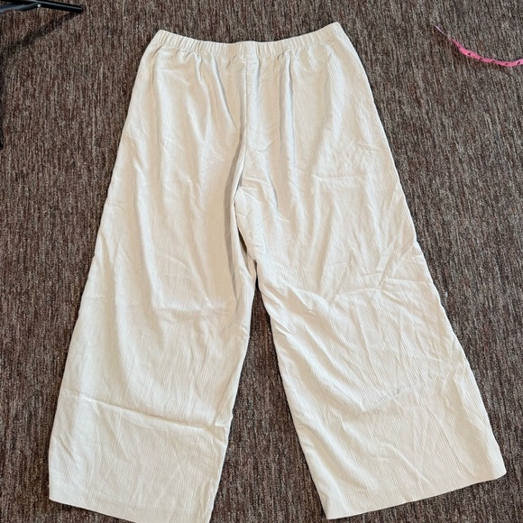 Pure Jill Sandwashed Wide Leg Crop Pull On Pants Cream Large - Picture 2 of 6